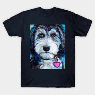 Tuxedo Aussiedoodle Dog by Robert Phelps T-Shirt